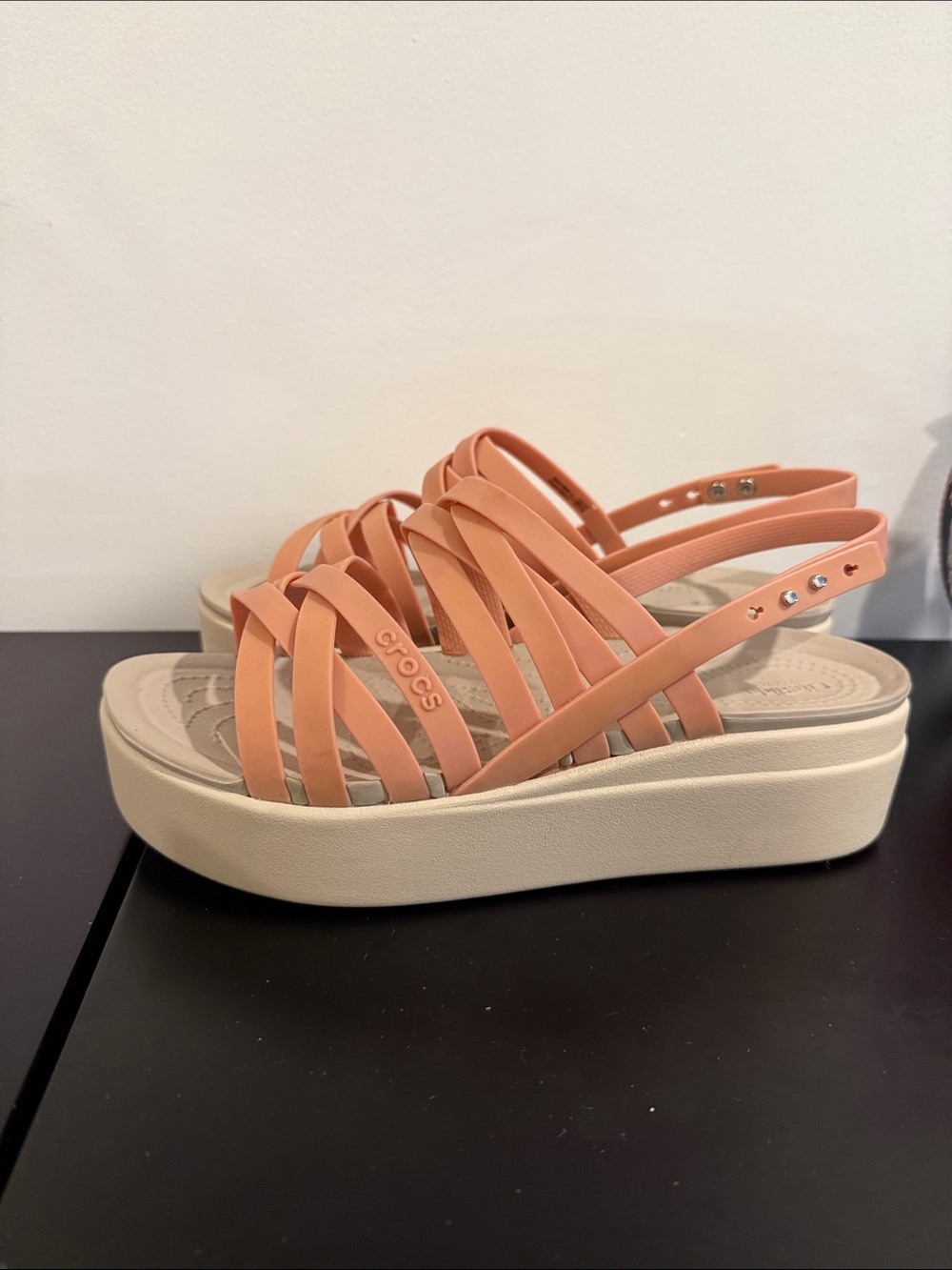 CROCS Women's Peach Strappy Platform Sandals